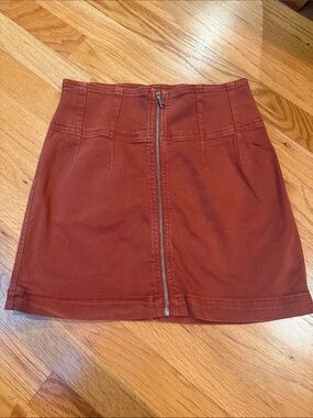 Free People Rust Zip-Front Mini Skirt
